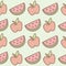 Seamless pattern of apple and watermelon cartoon