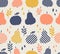 Seamless pattern with apples, pears and leaves