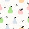Seamless pattern with apples, pears and leaves