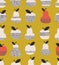 Seamless pattern with apples, pears and leaves