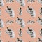 Seamless pattern of apricot blossom branch for celebration design on peach colour background.. Beautiful floral background.