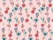 Seamless pattern with arrangement flowers on pink background. Patch for fabric textile prints.