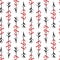 Seamless pattern with arrows and hearts on white background. Vector illustration. Decorative hippie elements