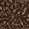 Seamless pattern with arrows from the rope. Brown background.