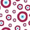 Seamless pattern with artistic evil eye in dark pink colors vector