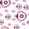 Seamless pattern with artistic evil eye in pink and purple colors