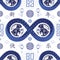 Seamless pattern with Asian elements for happy Chinese new year of the Rabbit 2023