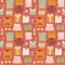 Seamless pattern of assorted clothing items.