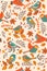 Seamless pattern with autumn birds. Vector graphics