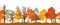 Seamless pattern of autumn forest silhouette. Bright colors of trees. Silhouettes of bare trees. Vector illustration