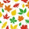 Seamless pattern autumn leaves silhouettes