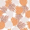 Seamless pattern autumn leaves on white background. Template maple leaf in scandinavian style