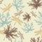 Seamless pattern of autumn, maple leaves and a dra