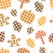 Seamless pattern Autumn plaid print leaves pumpkin mushrooms vector illustration