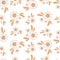 Seamless pattern with autumn small abstract bouquets of flowers in warm colors isolated on white background in flat cartoon style