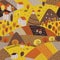 Seamless pattern of autumn village landscape