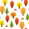 Seamless pattern with autumnal forest