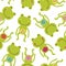 Seamless pattern with baby frog