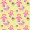 Seamless pattern with baby girl items