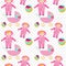 Seamless pattern with baby girl items background