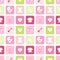 Seamless Pattern Baby Icons Girl Squares Pink And Green