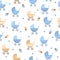 Seamless pattern with baby strollers