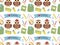 Seamless pattern back to school owls vector illustration