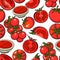 Seamless pattern, backdrop design of with ripe red tomatoes