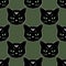 Seamless pattern background with black cat faces. Moon kitten character. Vector illustration