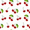 Seamless pattern background cherry red ripe berrie