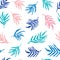 Seamless pattern background with colorful summer palm leaves silhouette. Caribbean American, Pacific Islander Heritage