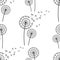 Seamless pattern background with dandelions fluff