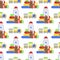 Seamless pattern background full kid toys cartoon cute graphic stuff play childhood baby room vector illustration