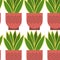 Seamless pattern background green and yellow young leaves seedlings on a white background.  Vector illustration