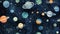 Seamless pattern background inspired by the beauty of celestial bodies and outer space with vast expanse of the night sky and