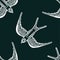 Seamless pattern background with linear swallows.