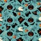 Seamless Pattern Background with many Halloween Symbols