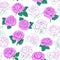 Seamless pattern, background with pink roses, isolated on white background.