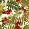 Seamless pattern background of red rowan with yellow and green leaves