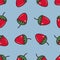 Seamless pattern background with strawberries, colorful illustration