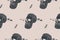 Seamless pattern background of vintage skull hipster with arrow