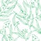 Seamless pattern, background, wallpaper. Collection of eucalyptus branches. Vector sketch illustration. Template for