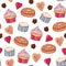 Seamless  pattern baking and sweets,