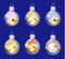 Seamless pattern ball glass christmas decoration new ornament year withe cockerels, birds