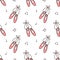 Seamless pattern with ballet pointe shoes. Ballerina accessories. Vector illustration