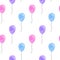 Seamless pattern balloons multicolored watercolor illustration