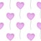 Seamless pattern balloons pink heart watercolor illustration