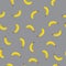 Seamless pattern banana fruit with grey background