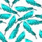 Seamless pattern banana leaf tosca nature tropical with white background