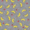 Seamless pattern banana and watermelon fruit with grey background